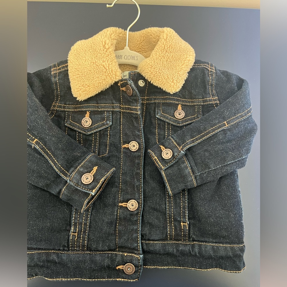Miles The Label Organic Denim Blue Jean Shearling Jacket Infants